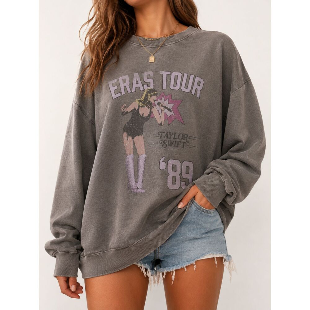 Taylor Swift Eras Tour '89 Sweatshirt 5XL Oversize Gray Graphic Crewneck Swiftie